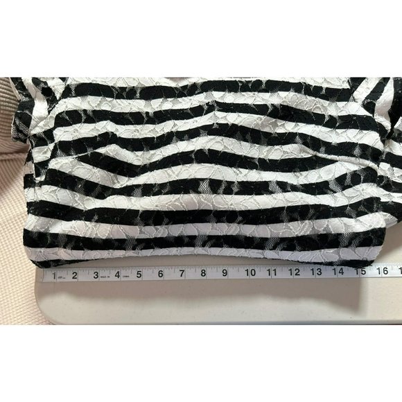 Karl Lagerfeld Paris Women's Black White Striped Dress Size 6 Short Sleeve Flora - Picture 8 of 10